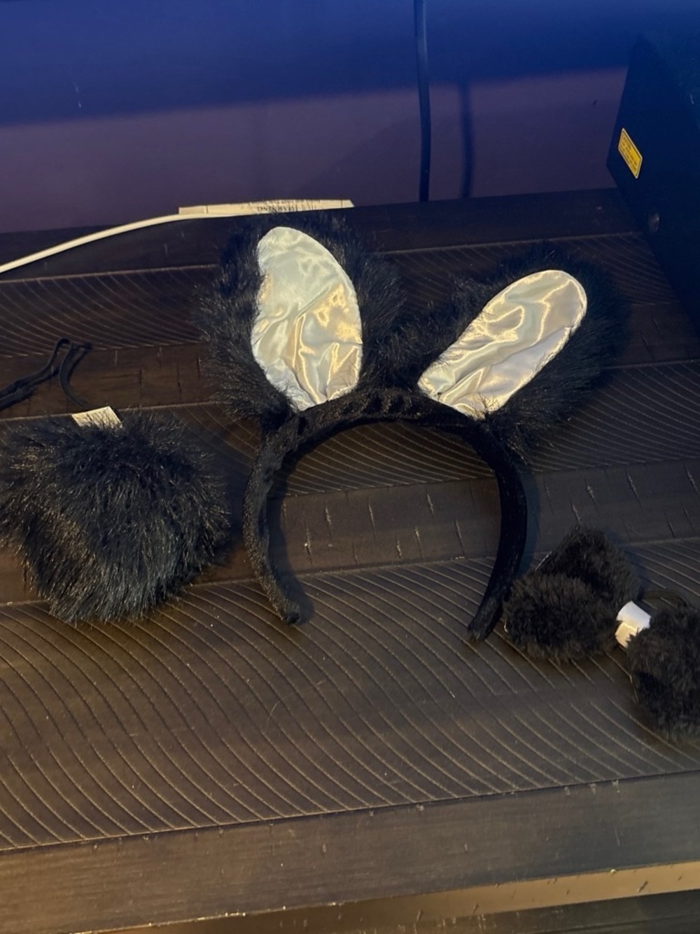 Black Bunny Ear Headband, Tail & bow tie Costume Set